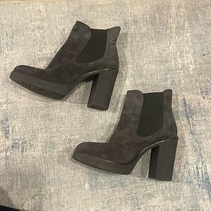 Charcoal gray suede boots